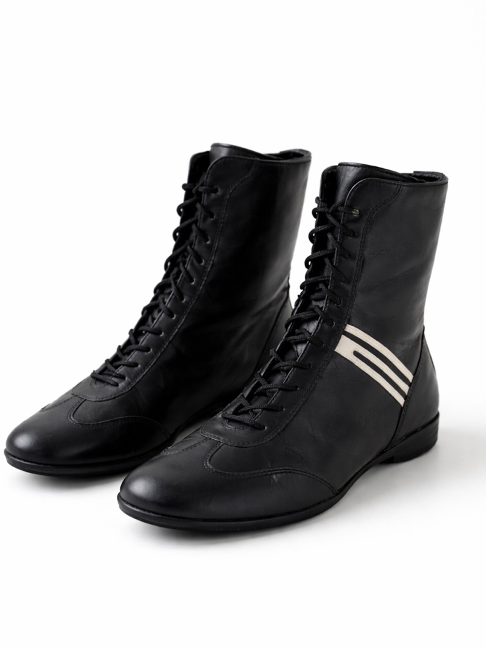 Paul Green Black Leather Lace Up Ankle Boots US 9 EU 40 Minimalist‎
